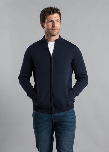 Kensington Eastside Navy Cotton Blend Zip-Through Cardigan
