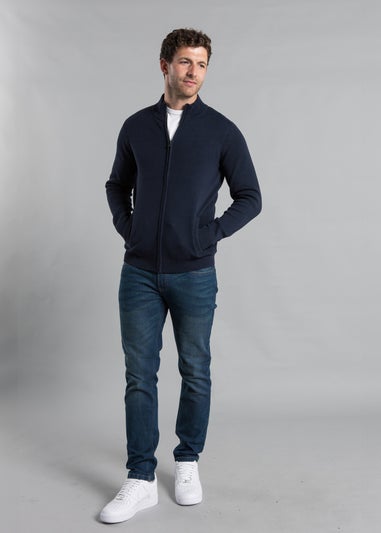 Kensington Eastside Navy Cotton Blend Zip-Through Cardigan