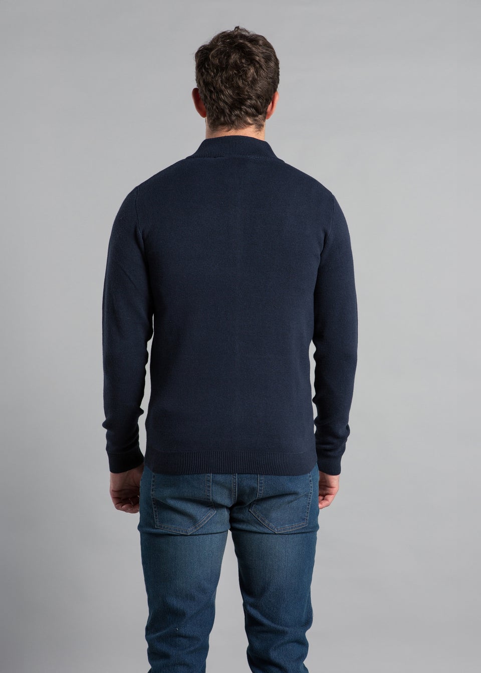 Kensington Eastside Navy Cotton Blend Zip-Through Cardigan