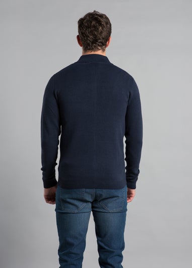 Kensington Eastside Navy Cotton Blend Zip-Through Cardigan