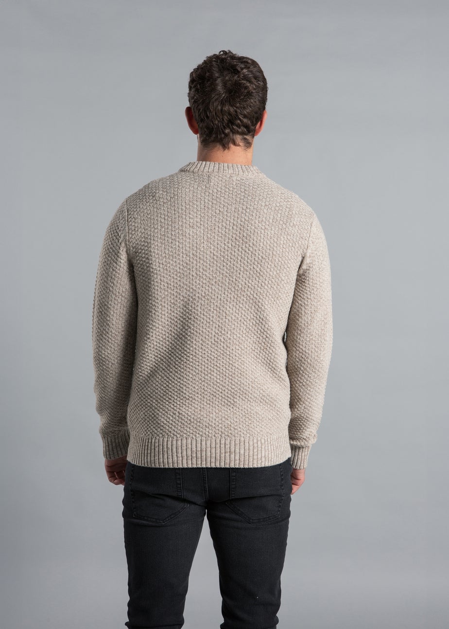 Kensington Eastside Natural Cable Knit Crew Neck Jumper with Wool