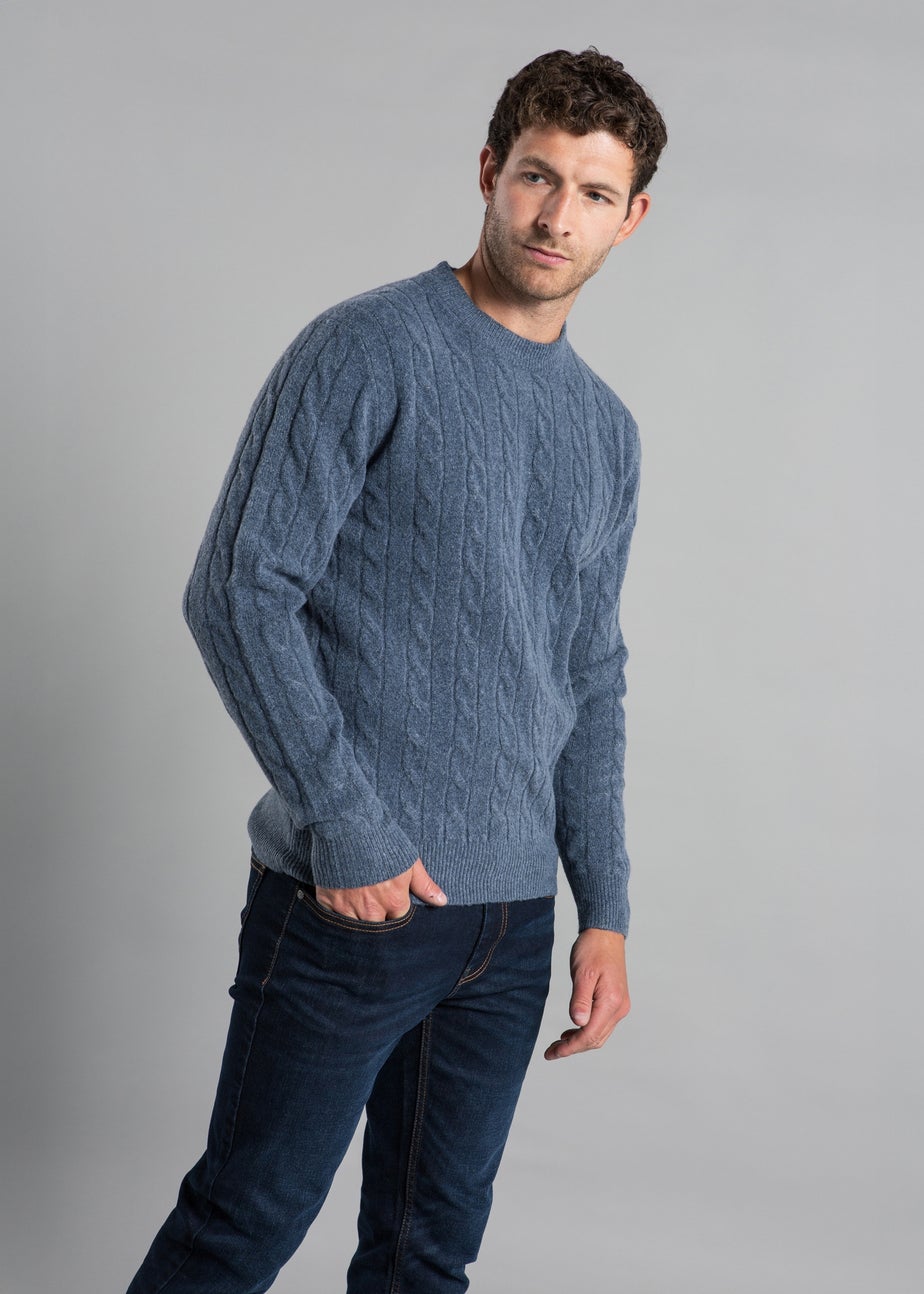 Kensington Eastside Navy Rope Cable Knit Crew Neck Jumper