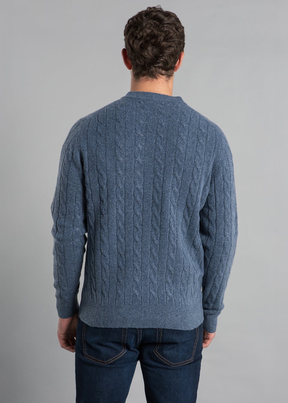 Kensington Eastside Navy Rope Cable Knit Crew Neck Jumper