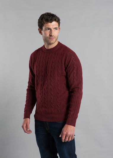 Kensington Eastside Burgundy Rope Cable Knit Crew Neck Jumper
