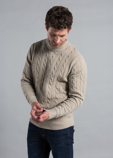 Kensington Eastside Stone Rope Cable Knit Crew Neck Jumper