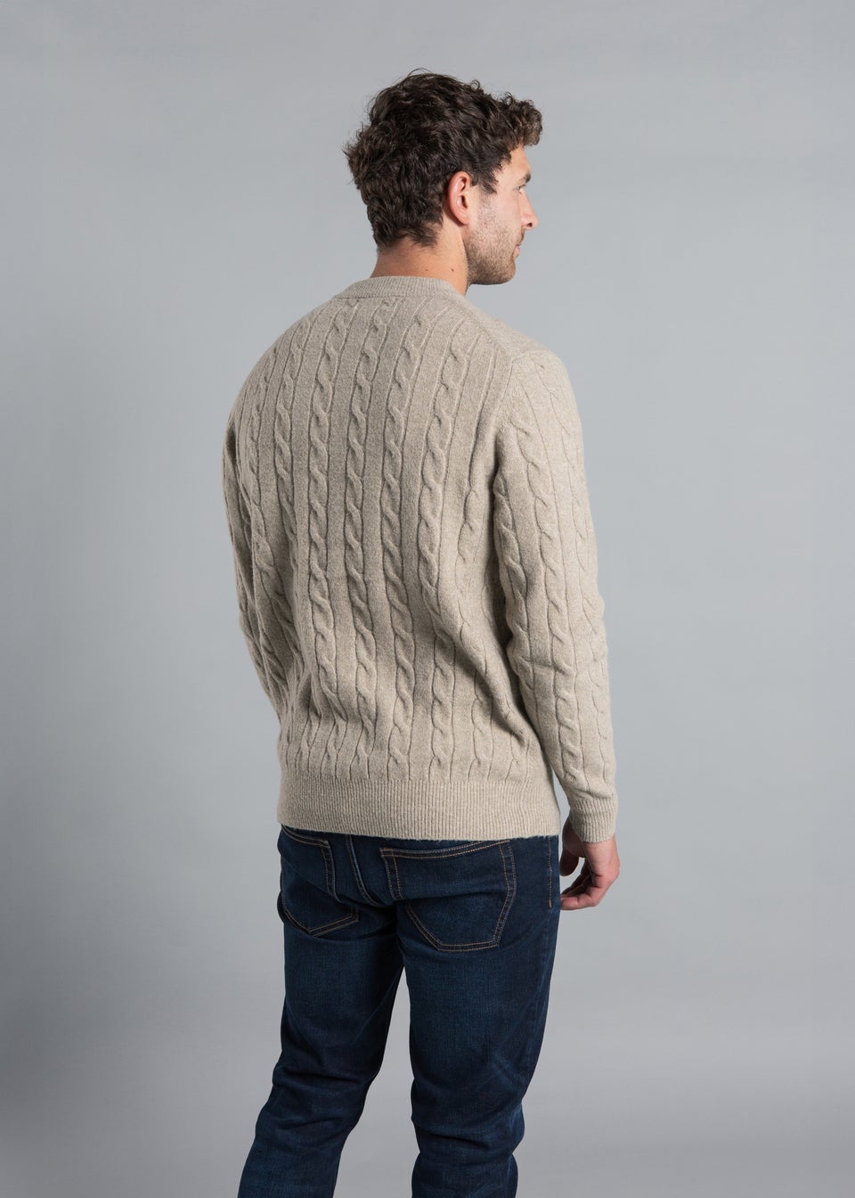 Kensington Eastside Stone Rope Cable Knit Crew Neck Jumper