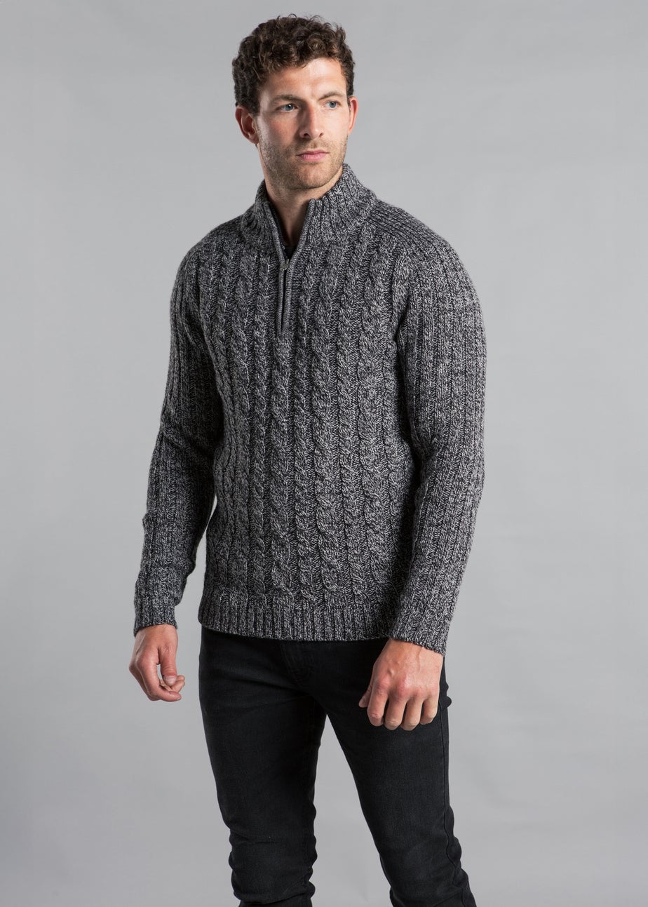 Kensington Eastside Black 1/4 Zip Cable & Rib Jumper