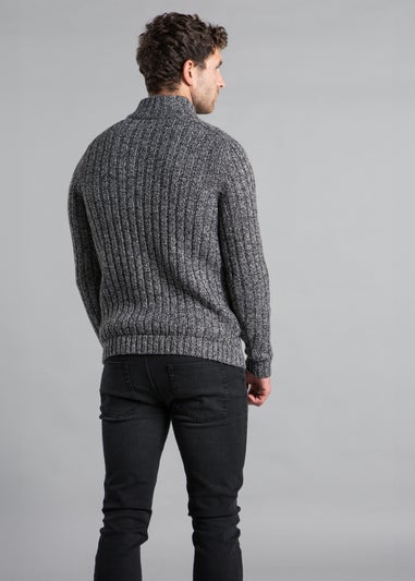 Kensington Eastside Black 1/4 Zip Cable & Rib Jumper