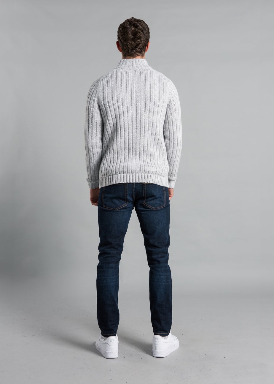 Kensington Eastside Grey 1/4 Zip Cable & Rib Jumper