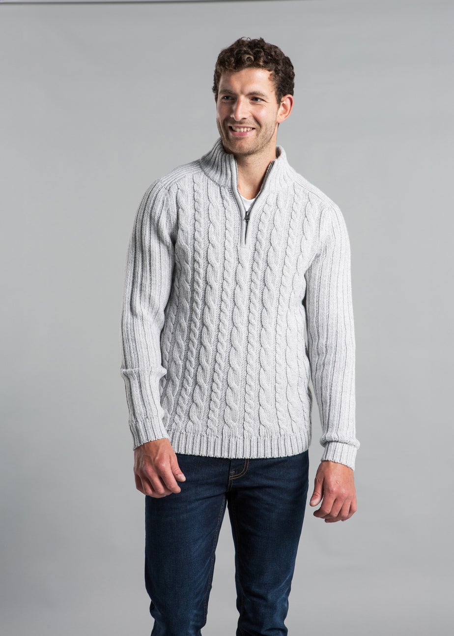 Kensington Eastside Grey 1/4 Zip Cable & Rib Jumper