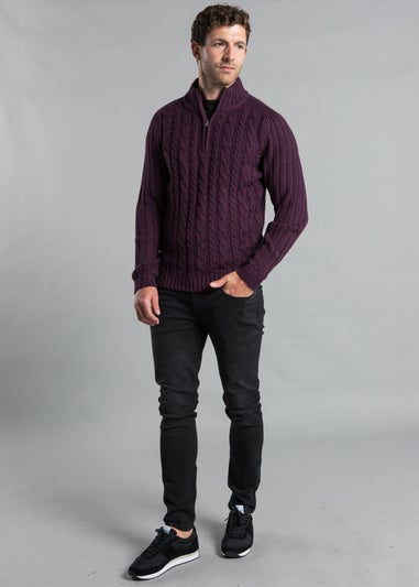 Kensington Eastside Navy 1/4 Zip Cable & Rib Jumper