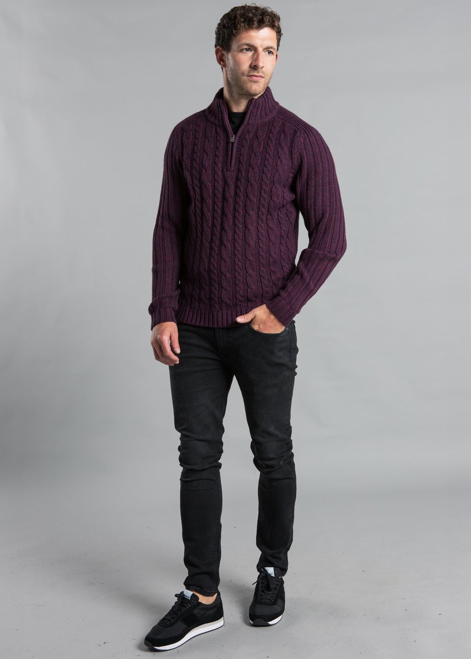 Kensington Eastside Navy 1/4 Zip Cable & Rib Jumper