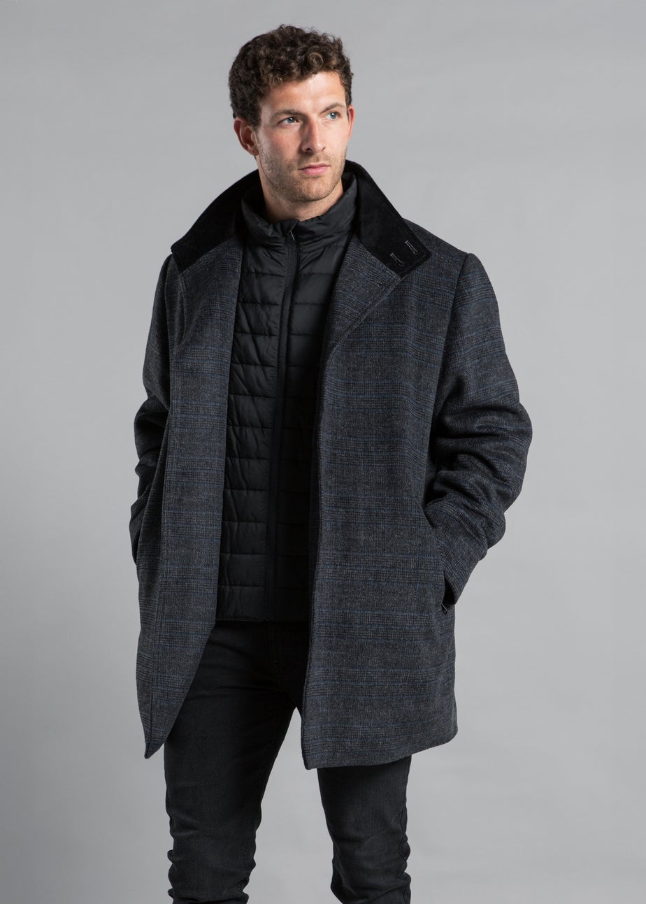 Kensington Eastside Grey Funnel Neck Coat with Wool