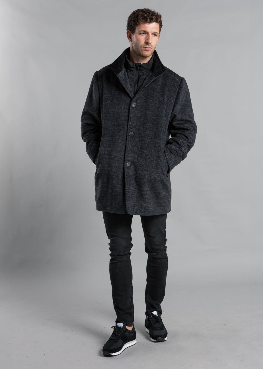 Kensington Eastside Grey Funnel Neck Coat with Wool