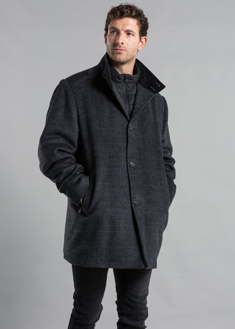 Kensington Eastside Grey Funnel Neck Coat with Wool