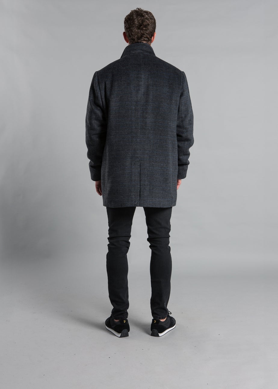 Kensington Eastside Grey Funnel Neck Coat with Wool
