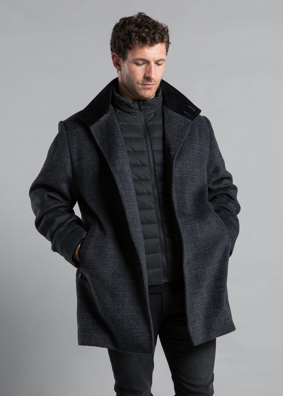 Kensington Eastside Grey Funnel Neck Coat with Wool
