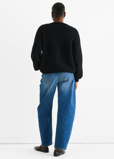 Gini London Black 3D Contrast Teddy Crochet Cardigan