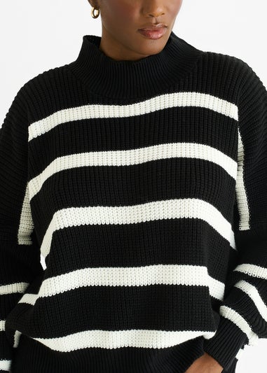 Gini London Black Chunky Knit High Neck Jumper