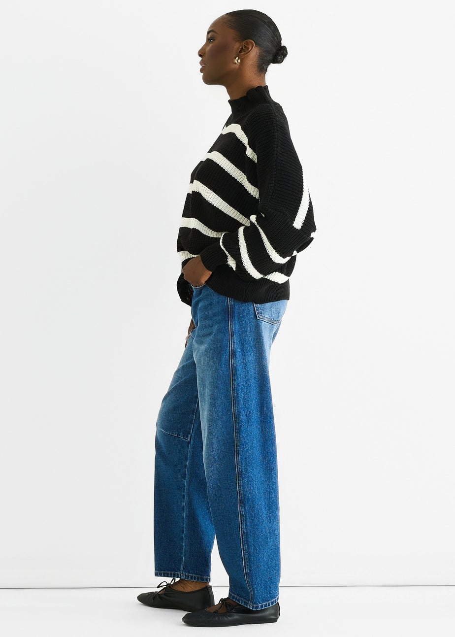 Gini London Black Chunky Knit High Neck Jumper