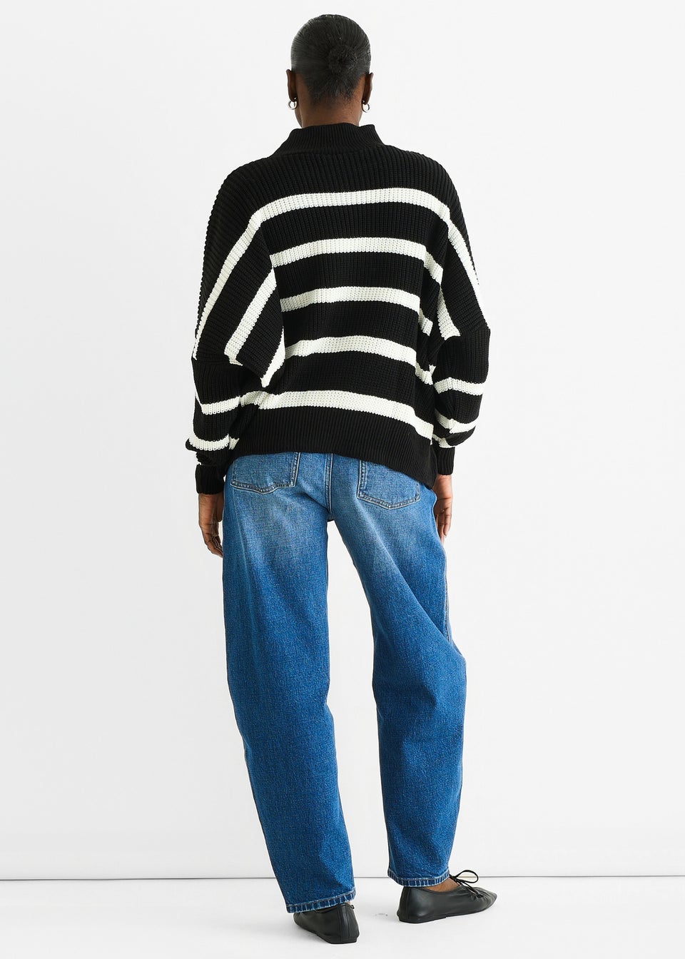 Gini London Black Chunky Knit High Neck Jumper