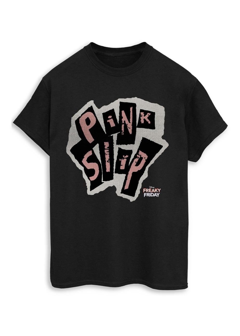 Disney Freaky Friday Pink Slip Black Graphic Boyfriend Fit T-Shirt