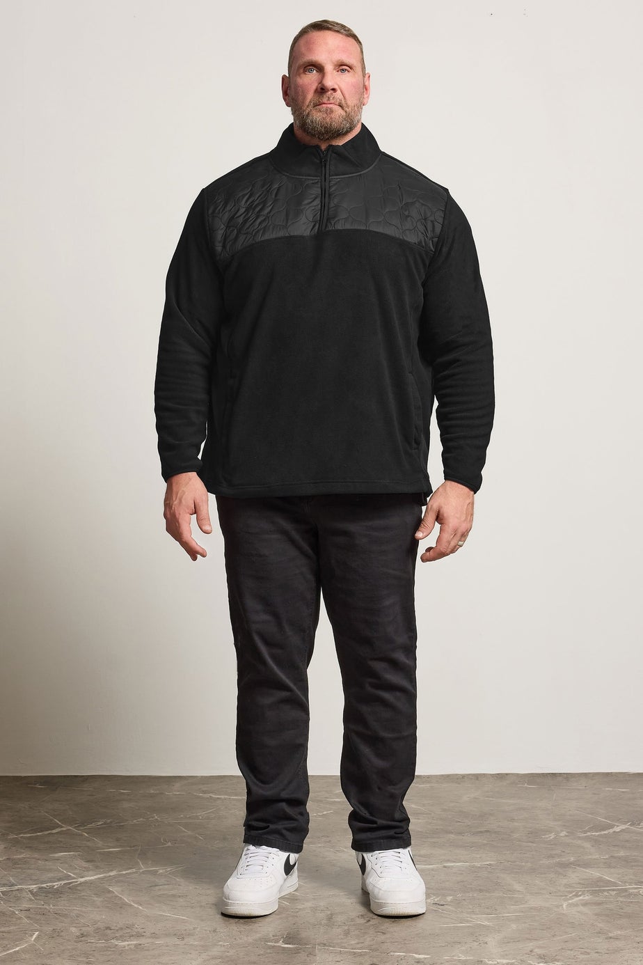 BadRhino Black Quarter Zip Quilted Fleece Jacket