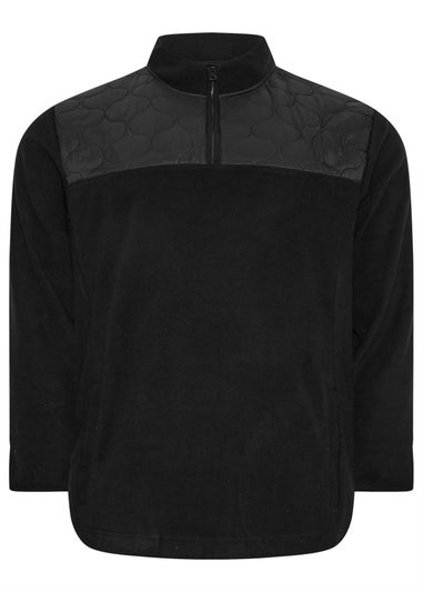 BadRhino Black Quarter Zip Quilted Fleece Jacket