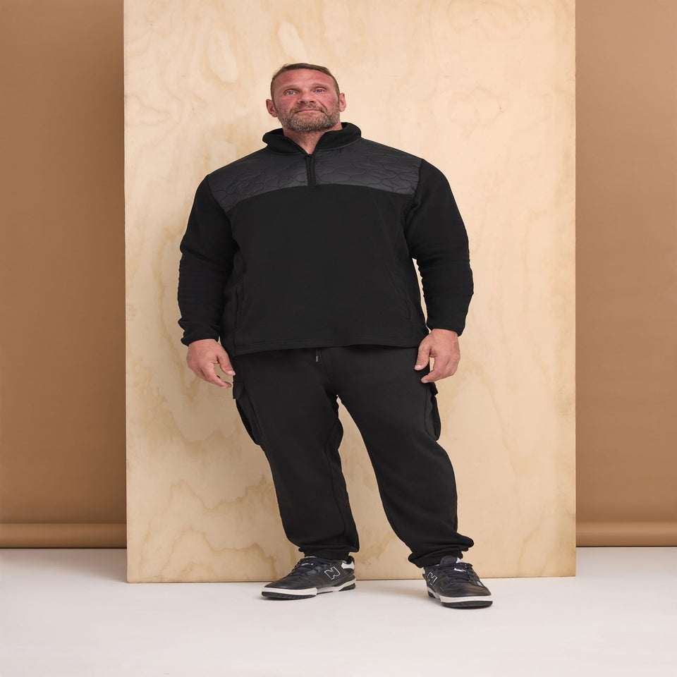 BadRhino Black Quarter Zip Quilted Fleece Jacket