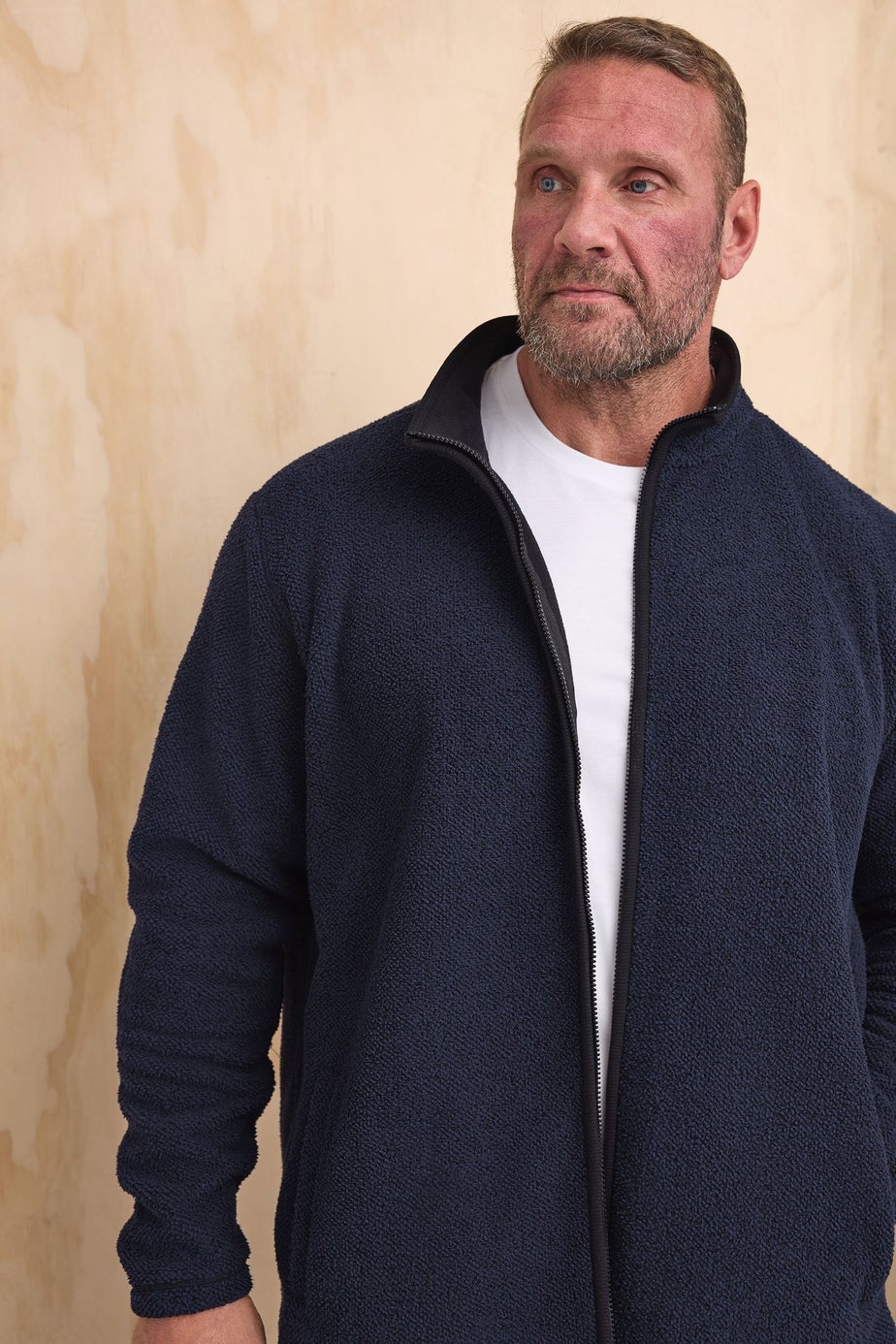 BadRhino Navy Blue Textured Zip Through Fleece