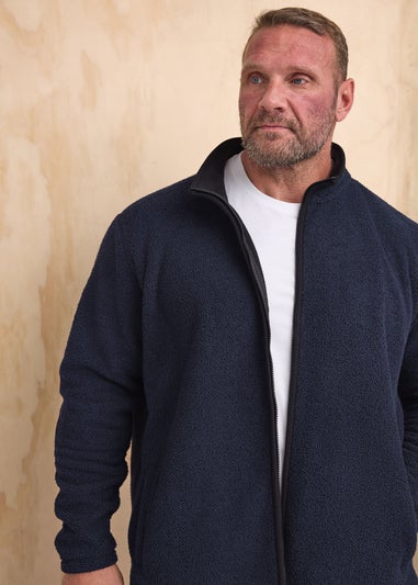 BadRhino Navy Blue Textured Zip Through Fleece