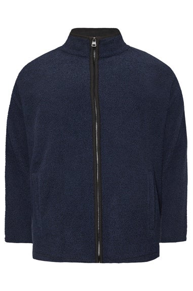 BadRhino Navy Blue Textured Zip Through Fleece
