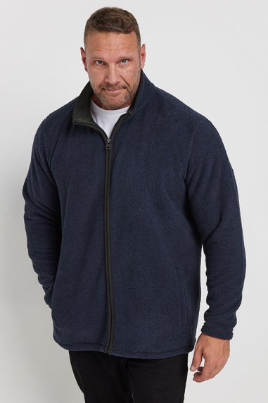 BadRhino Navy Blue Textured Zip Through Fleece