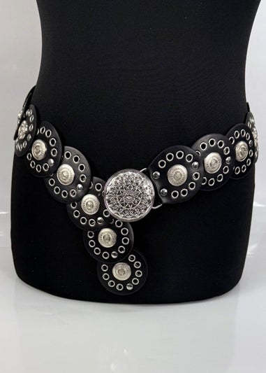 Raffaella Ladies Black Wide Disc Belt