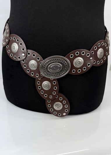 Raffaella Ladies Brown Oval Disc Belt