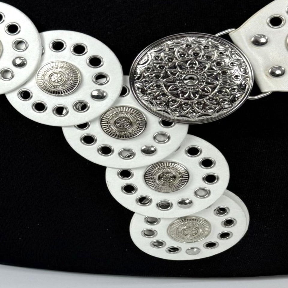 Raffaella Ladies White Wide Disc Belt