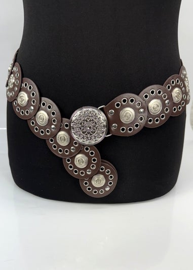 Raffaella Ladies Brown Wide Disc Belt