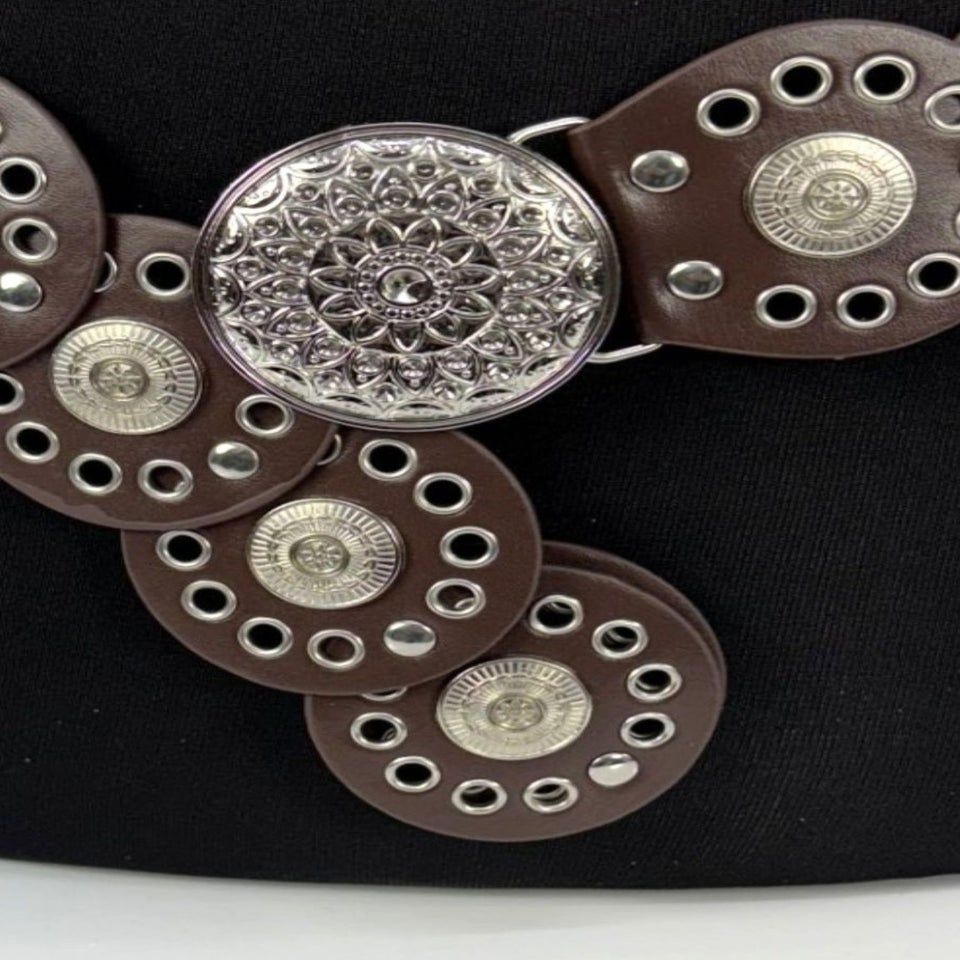 Raffaella Ladies Brown Wide Disc Belt