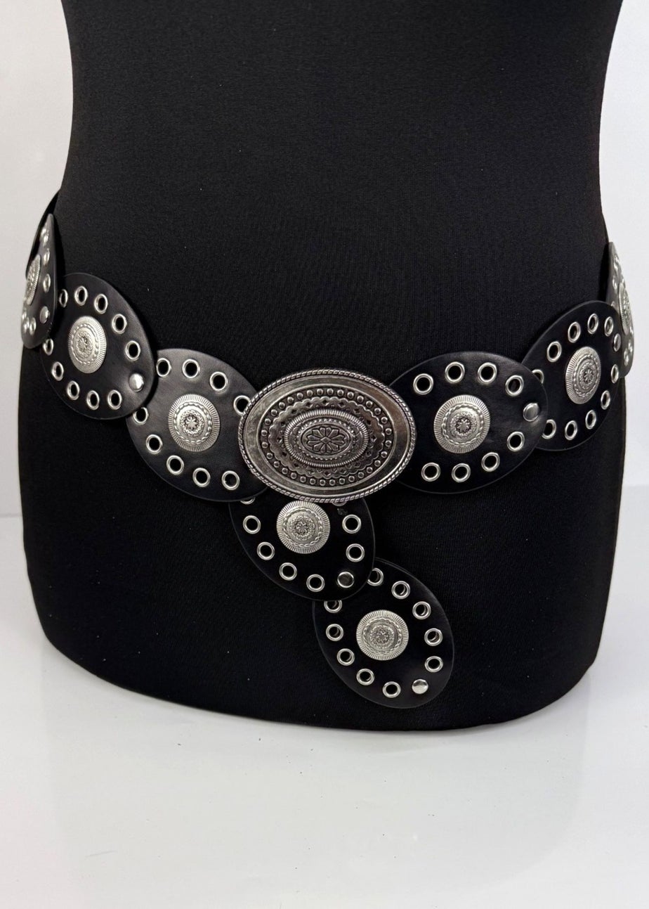 Raffaella Ladies Black Oval Disc Belt