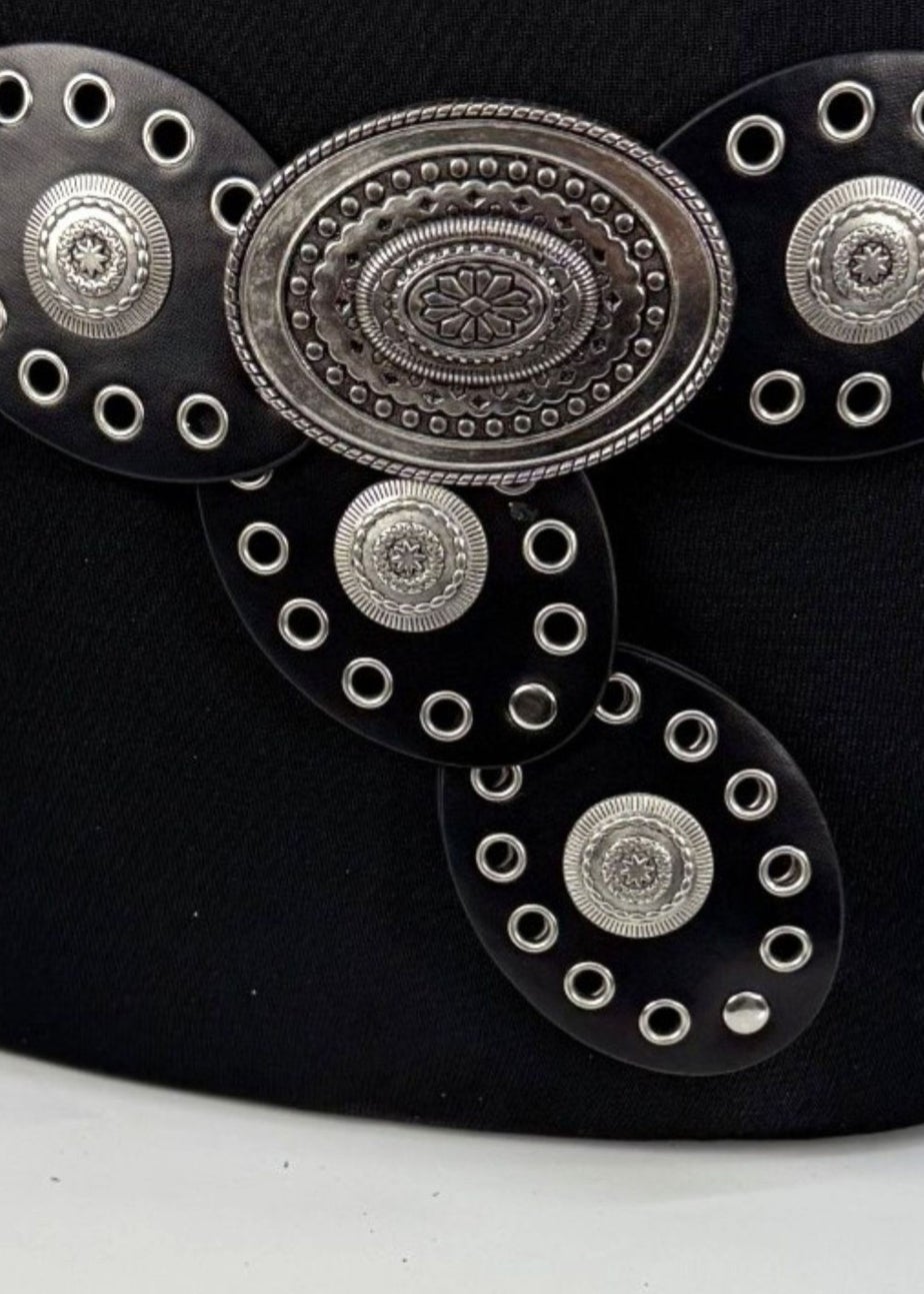 Raffaella Ladies Black Oval Disc Belt