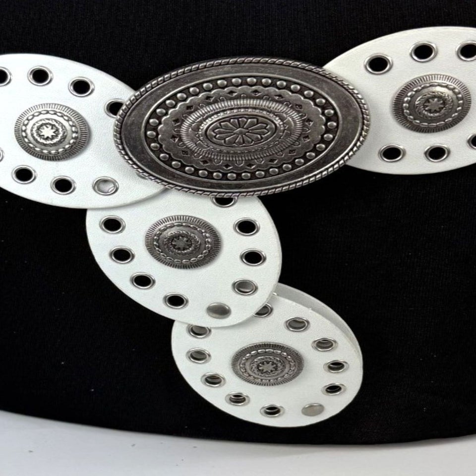 Raffaella Ladies White Oval Disc Belt