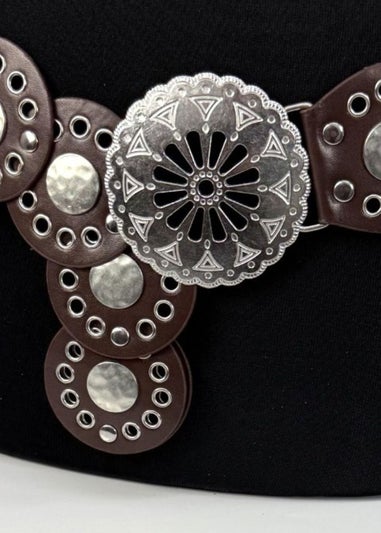 Raffaella Ladies Brown Large Eyelet Disc Belt