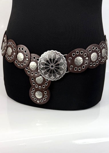 Raffaella Ladies Brown Large Eyelet Disc Belt