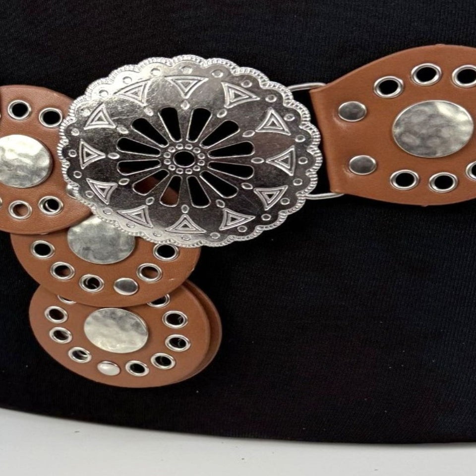 Raffaella Ladies Tan Large Eyelet Disc Belt