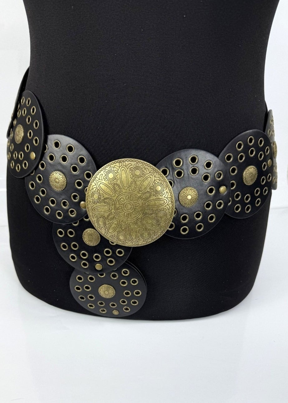 Raffaella Ladies Black Wide Disc Belt