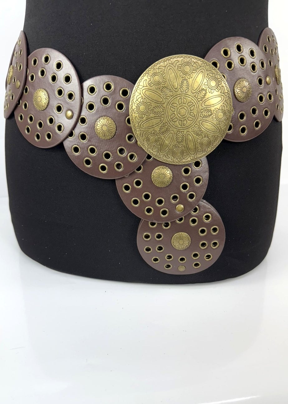 Raffaella Ladies Brown Wide Disc Belt