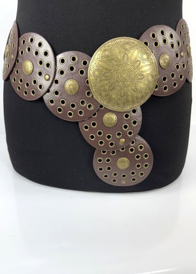 Raffaella Ladies Brown Wide Disc Belt