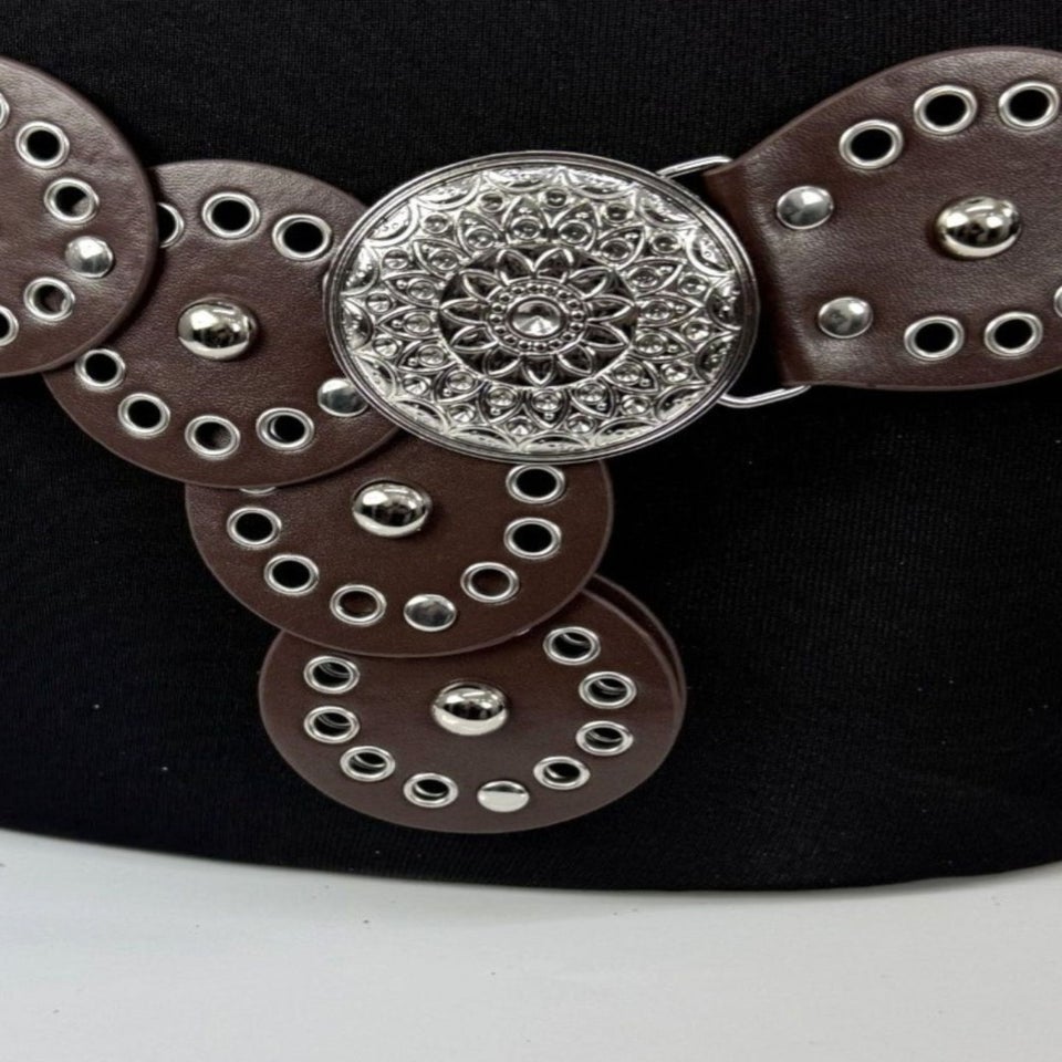 Raffaella Ladies Brown Wide Eyelet Disc Belt