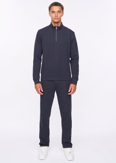Duck & Cover Navy Slellmoore 1/4 Zip Sweat