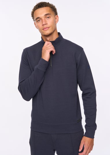 Duck & Cover Navy Slellmoore 1/4 Zip Sweat